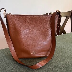 Coach Val Duffle Shoulder Bag Redwood Brown w Gold Pebbled Leather EUC